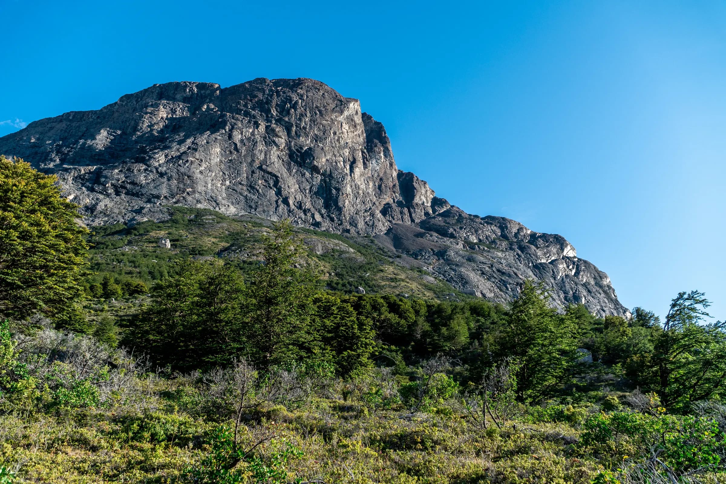 Granite walls above the trail between Cuernos and the French Valley, Torres del Paine